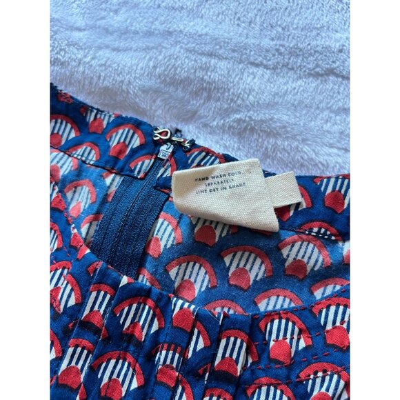 Mata Traders Womens Blue & Red Fan Print Cap Sleeve Fit & Flare Dress Small - Picture 12 of 13